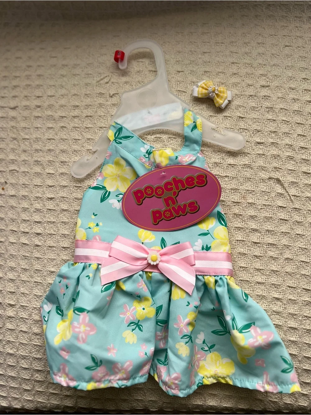 Pooches n' Paws Floral Dog Dress - Mint with Yellow & Pink